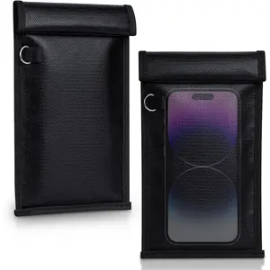 Simket Faraday Bags for Phones and Car Key 2 Pack, Signal Blocking Pouch, Cell Phone Signal Jammer, Car Key/WiFi/RFID/GPS Signal Blocker Black (m)