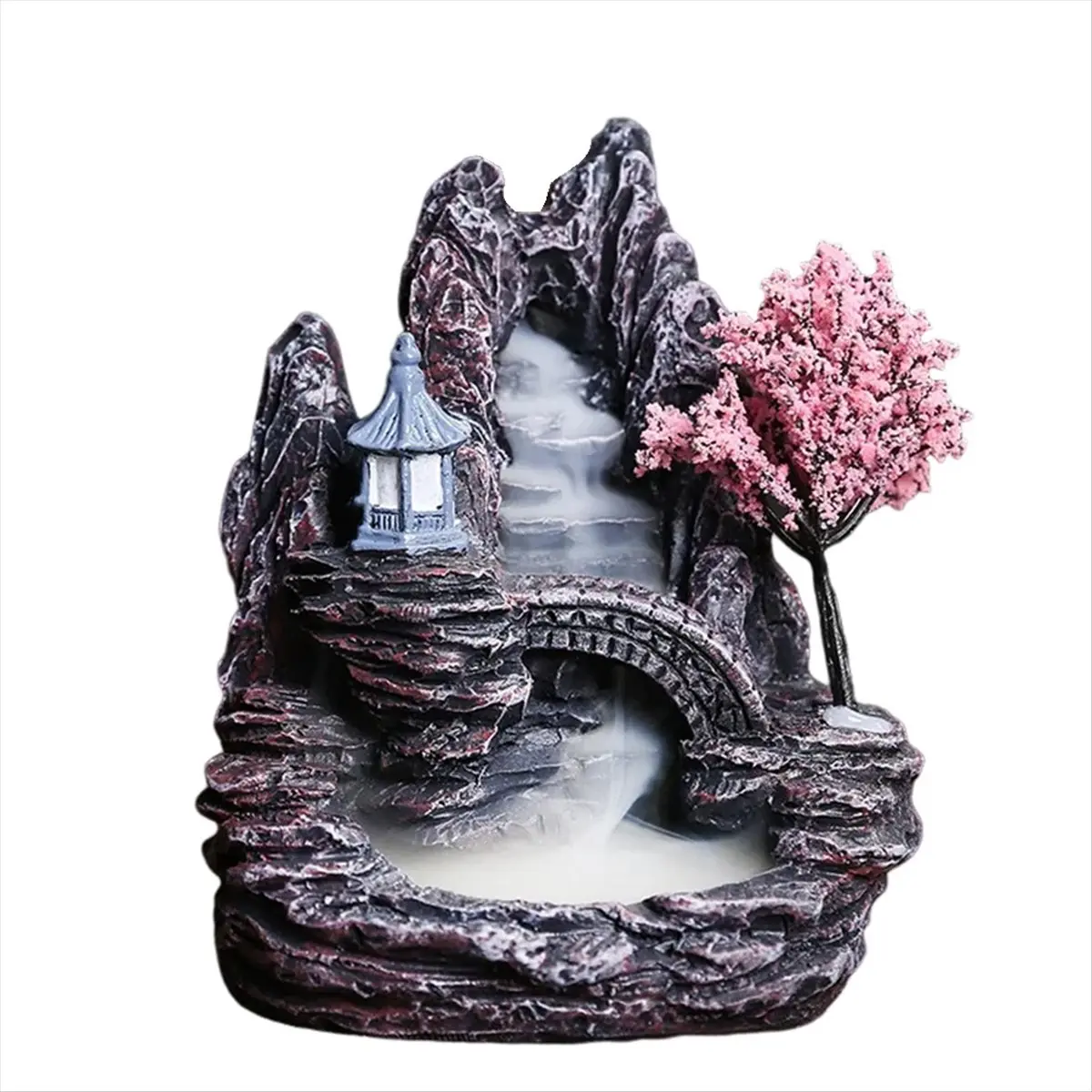 High Mountain Flowing Waterfall Backflow Incense Burner Home Fragrance Diffuser Incense Burner Decoration,E Christmas Aroma