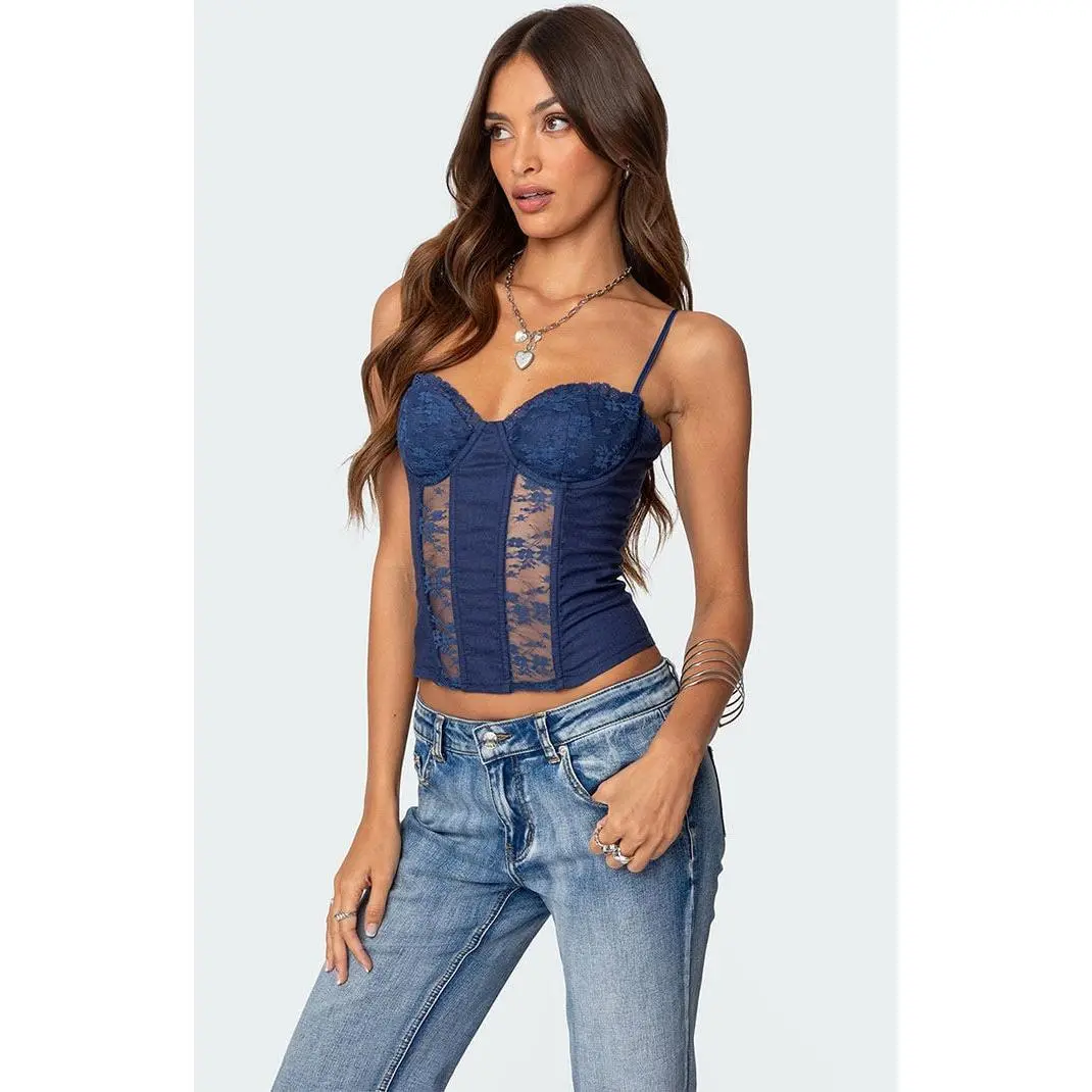 Edikted Women's Avena Linen Look Lacey Corset