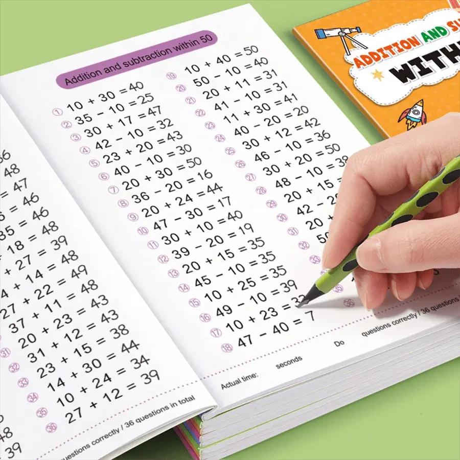 Addition & Subtraction Practice Booklet, Learning Materials, Teaching Supplies, 64 Pages with Answers & Detailed Steps, Ideal for Mental Math Training, Mathematical Skills, Perfect for Students