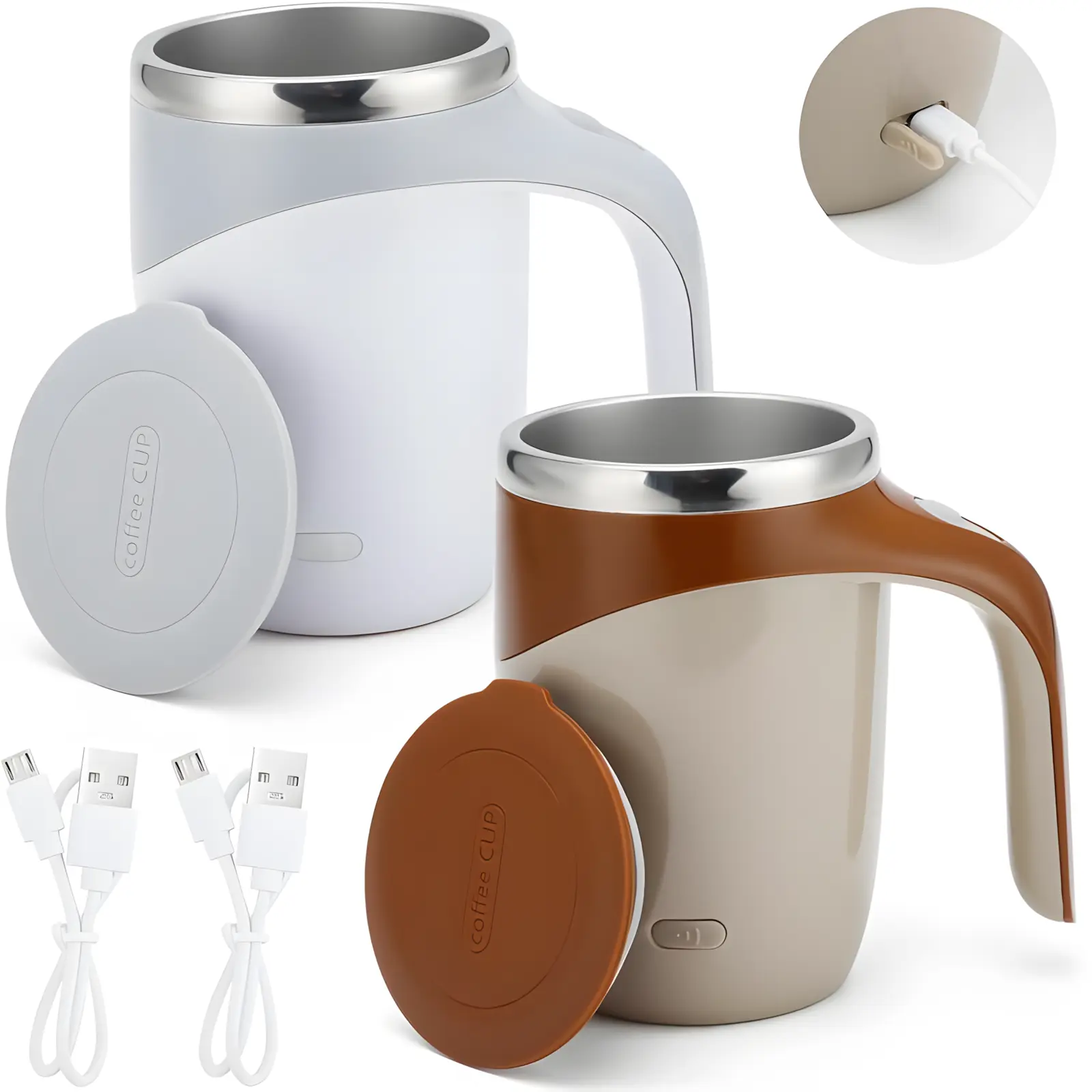 Automatic Stirring Coffee Mug, Rechargeable Automatic Stirring Coffee Mug, Electric Fun Automatic Stirring Mug, Stainless Steel Travel Coffee Mug for Office Use,valentines gift ideas