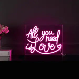 JONATHAN Y All You Need Is Love Contemporary Glam Acrylic Box USB Operated LED Neon Light; for dorm, living room, dining room, college