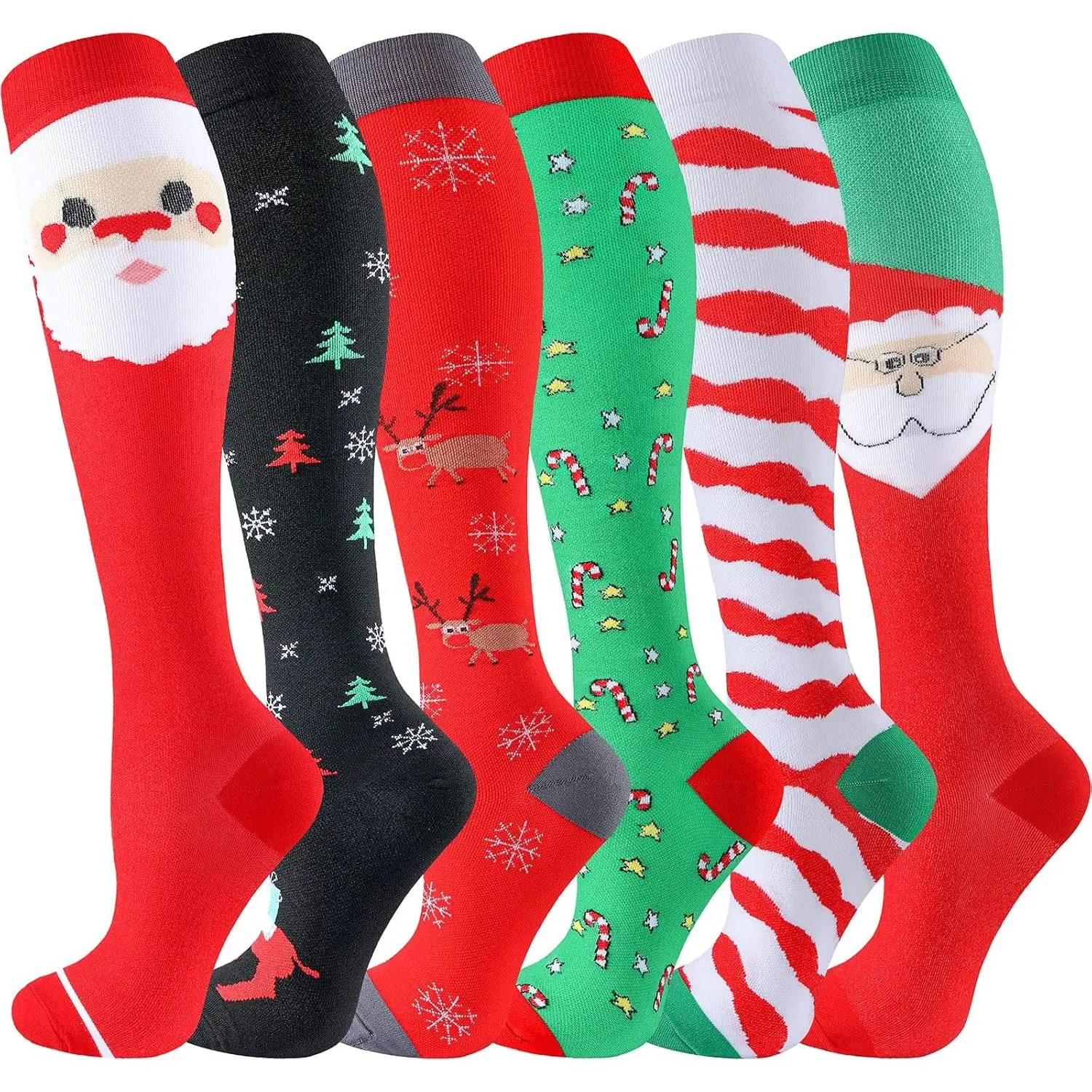 Halloween Compression Socks for Women & Men-Pumpkin Ghost 6 Pairs 20-30mmhg Support Running Nurse Travel