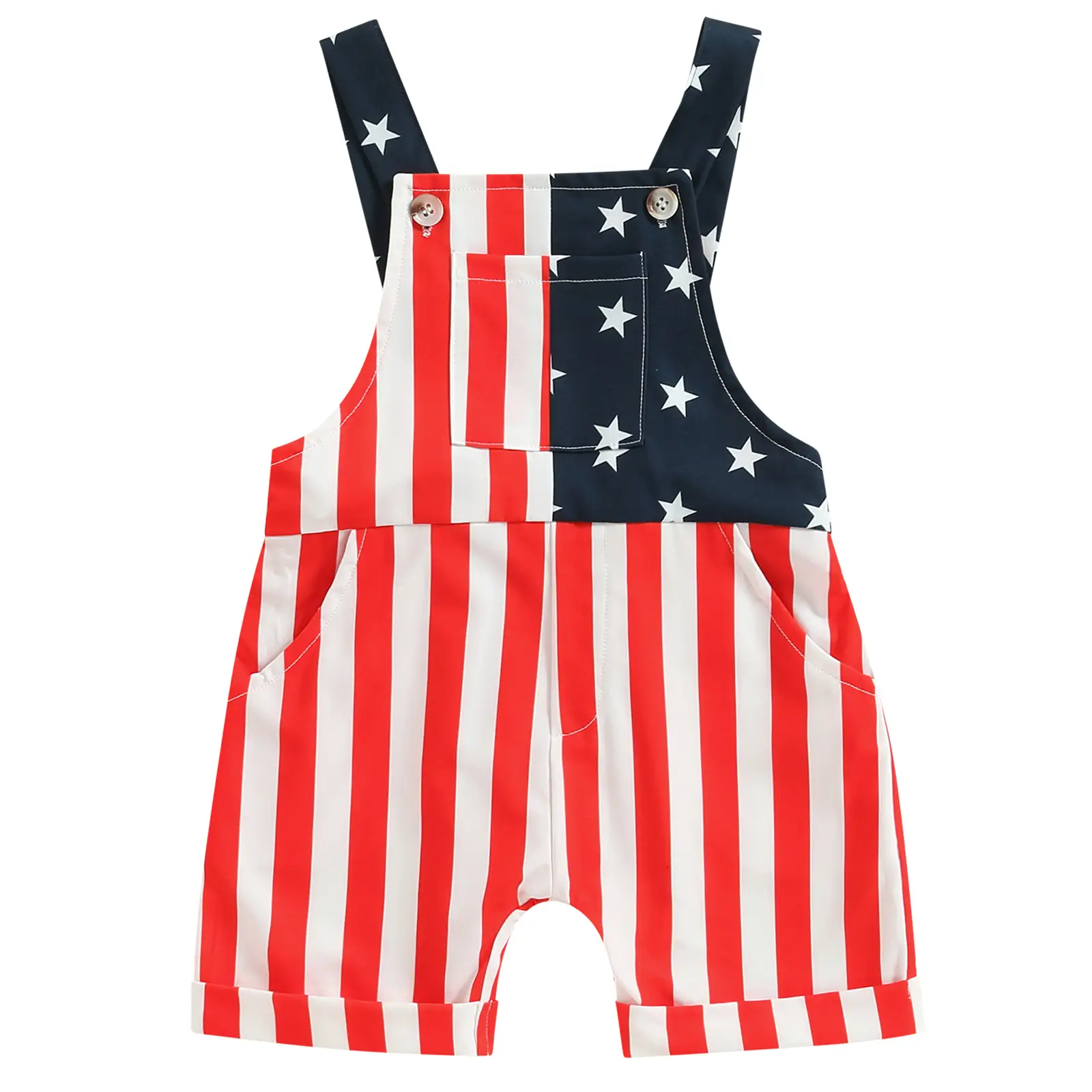 Toddler Boy Girl Overalls Fourth of July American Flag Overalls Shorts Kids Summer Suspender Jumpsuit Romper 4th of July Outfit Costume