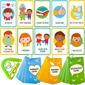 QUOKKA Autism Learning Materials - 86 Communication Cards for Kids - Visual Cards for Non-Verbal Communication, Pictured Speech Therapy, Emotion & Routine Flashcards, Water-Resistant, 3 Rings & Clip