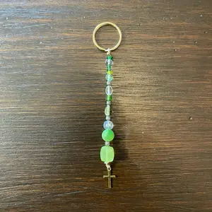 Beaded Keychain with Cross Charm