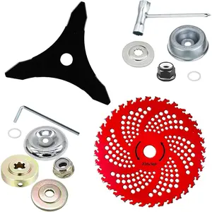 Brush   Set, 9 Inch 36  Carbide Tipped and 10 Inch 3  Carbon Steel  with  Adapter Kit, Compatible with Trimmer and Weed Eater