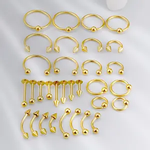 [48pcs Lip Rings Set for Piercing] 48pcs 16G Lip Rings Set for Women Men Labret Monroe Medusa Lip Rings Snake Bite Stud Curved Barbell Ring Captive Bead Nose Hoop Horseshoe Circular Eyebrow Rings Spike Nose Stud Tragus Helix Cartilage Earri