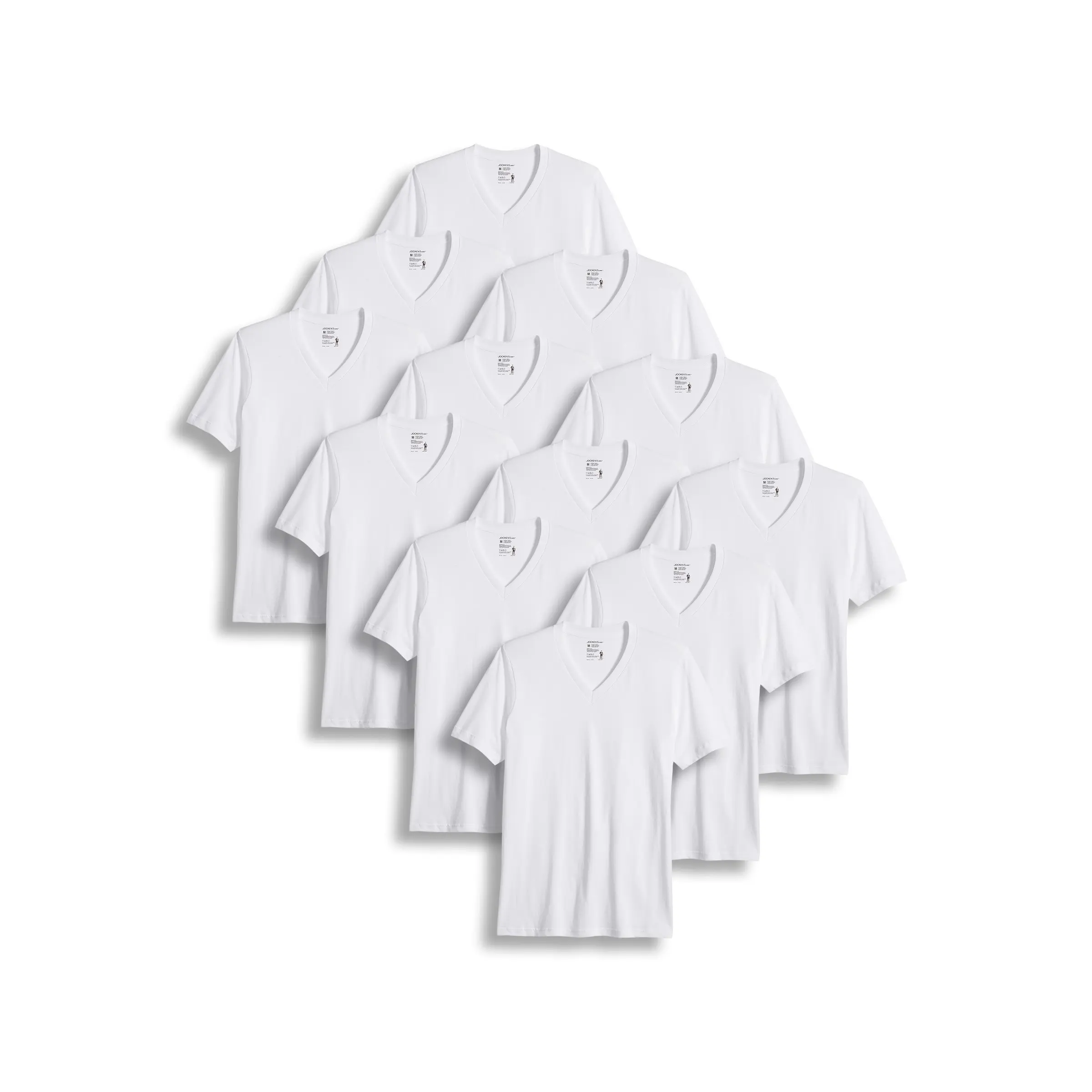 Jockey Men's Big & Tall 100% Cotton Classic V-Neck Undershirt - 12 Pack