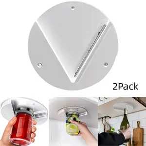 Jar Opener  - Under Cabinet Jar Openers for Weak Hands, Easy Grip, Arthritis Jar Opener, One Handed Gadgets & Bottle Opener - Essential Kitchen Gadgets for Home Assistance - White-2 Pack