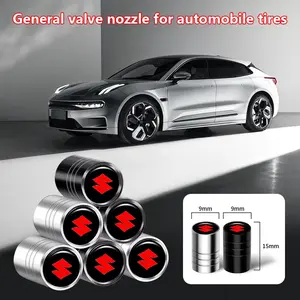 Suzuki Car Tire Valve Cap, Rubber Cover with Ring Lock, Style Accessory, Suitable for Suzuki Cars, Abs Material, Automotive Parts