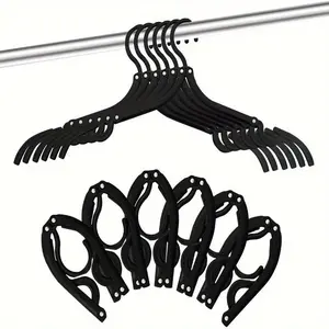 Plastic Travel Hanger, 6 Counts/set Portable Folding Clothes Hanger, Foldable Clothes Drying Rack for Travel, Household Space Saving Storage Organization, Hanging