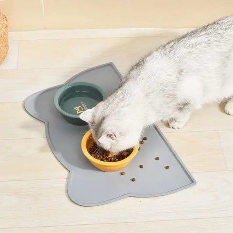 Pet Silicone Placemat, 1 Count Waterproof Pet Feeding Meal, Household Non-slip Pet Anti-leakage Mat Tray, Reusable Silicone Mat