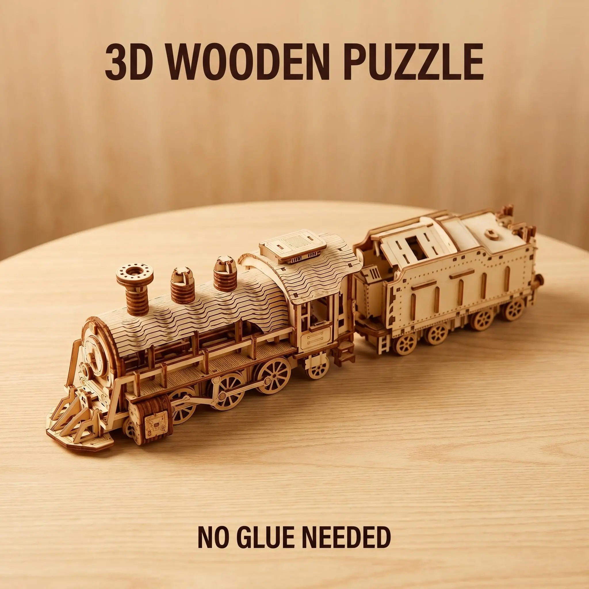 308Pcs Vintage Steam Train Wooden 3D Puzzle Model Kit, No Glue Retro Locomotive DIY Assembly Collectible Desktop Ornament, Great Deals For You Days Gift for Father’s Day & 4th of July Independence Day Housewarming Men Hobby Gift classic design