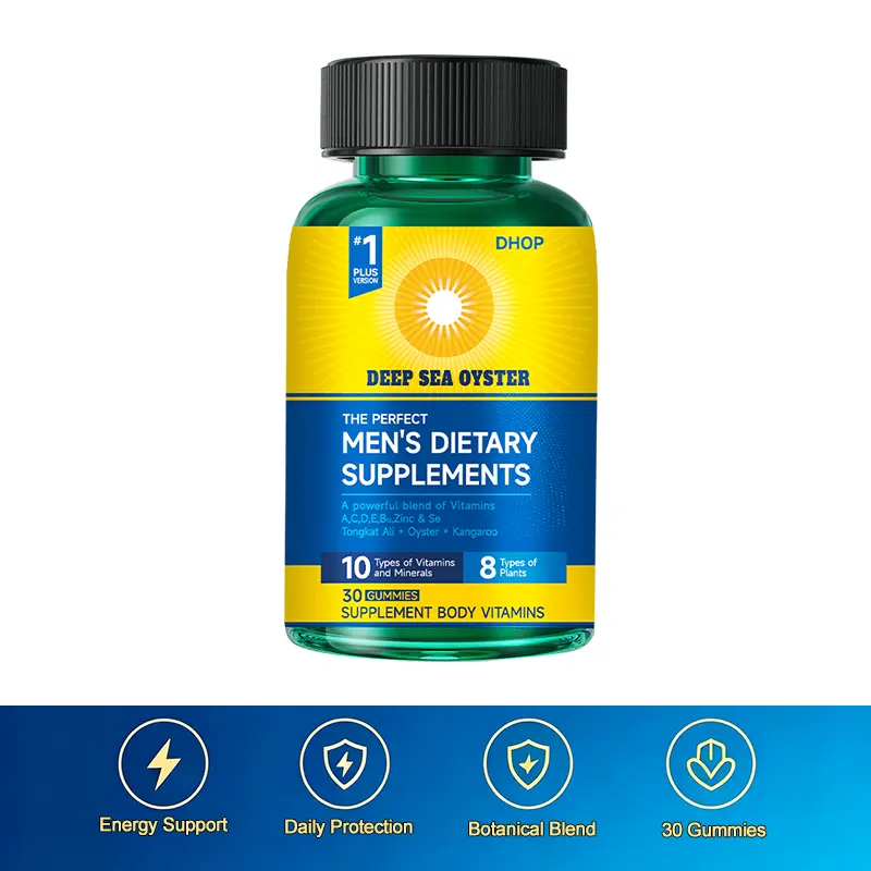 DHOP Deep Sea Oyster Men’s Dietary Supplement Gummies Multi Vitamin Mineral Complex with Tongkat Ali Oyster Peptide Support Male Vitality Endurance and Physical Recovery