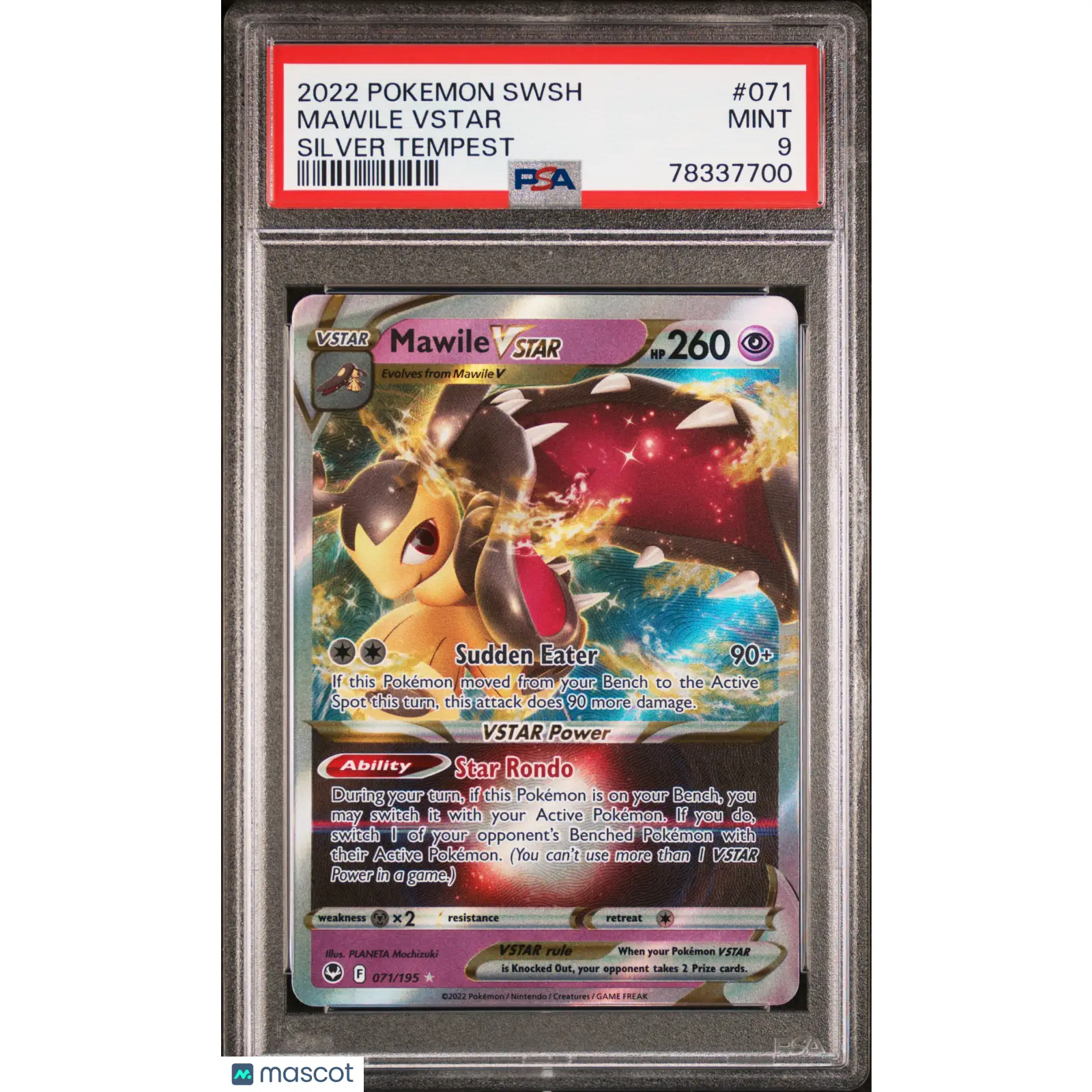 PSA 2022 Pokémon Mawile VSTAR #071 Silver Tempest 9 Graded Card