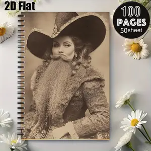 1 Spiral Coil Notebook 5.7x8.26 inch, Vintage Portrait Design, Durable Binding, Perfect for Daily Journaling, Travel Log, Holiday Gift for Art Enthusiasts, Writers and Collectors [2D] Flat