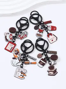 Creative Cartoon Coffee Order Keychain, Alloy Keyring for Coffee Lovers, Trendy Bag Charm Gift for Baristas, Simple Style Accessories