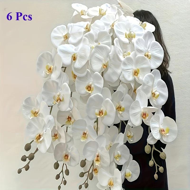 6pcs 9-Head Artificial Orchids, Featuring a Realistic Dendrobium Stem. with a Height of 31 Inches