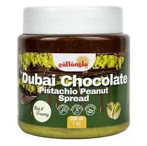 Gulluoglu Dubai Chocolate Pistachio Peanut Spread – Rich & Creamy Middle Eastern Chocolate Paste with Roasted Pistachios & Peanuts, 7 oz (200g) Jar – Gourmet Halal Dessert