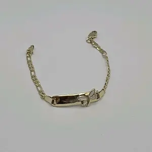 DRAGON-FLY beautiful style bracelet 6"inches kids sizes figaro GOLD-PLATED ENGRAVING AVAILABLE Jewelry Design