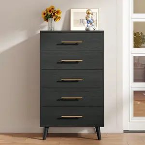 5 Drawer Dresser Modern Chest Of Vanity With Metal Handles  Legs  Storage Cabinet For Bedroom Living  Hallway Entryway Nursery  Home Decor Furniture room Tall Solid Wood