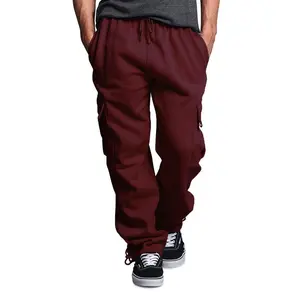 Victorious Men's Solid Fleece Heavyweight Cargo Sweat Pants