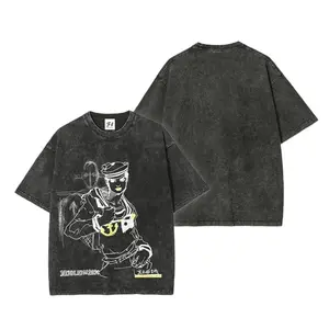 Retro Acid Wash Graphic T-Shirt, Unisex Heavyweight 230gsm Cotton Oversized Short Sleeve Apparel with a Seamless Ribbed Neckline