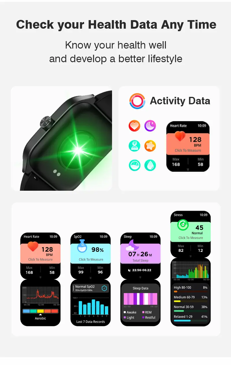 Aolon Silicone Smart Watch - Business Style Wearable Device, 2.01" HD Curved Touchscreen Smartwatch, Bluetooth Calling, AI Voice Assistant, IP68 Waterproof, 100+ Sports Tracking Modes, Health & Fitness Tracker, Android & iOS Compatible, Father's Day Gift