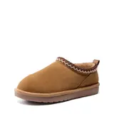 DREAM PAIRS Genuine Suede Fuzzy Slippers Mini Boots, Warm Memory Foam Slip-On House Shoes for Women with Embroidered Trim,outdoorfun