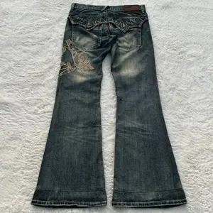 Y2gHarajukuVintageAmericanJeansMenGothicHip-HopStreetCasualLooseBlueJeansNewFashionAll-MatchFlaredJeans