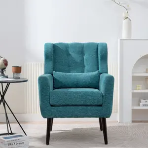 Modern Accent Chair Upholstered Foam Filled Living Room Chairs Comfy Reading Chair Mid Century Modern Chair with Chenille Fabric Lounge Arm Chairs Armchair for Living Room Bedroom