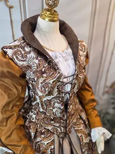Elizabethan Riding Jacket- Brown and Cream Damask Jacquard