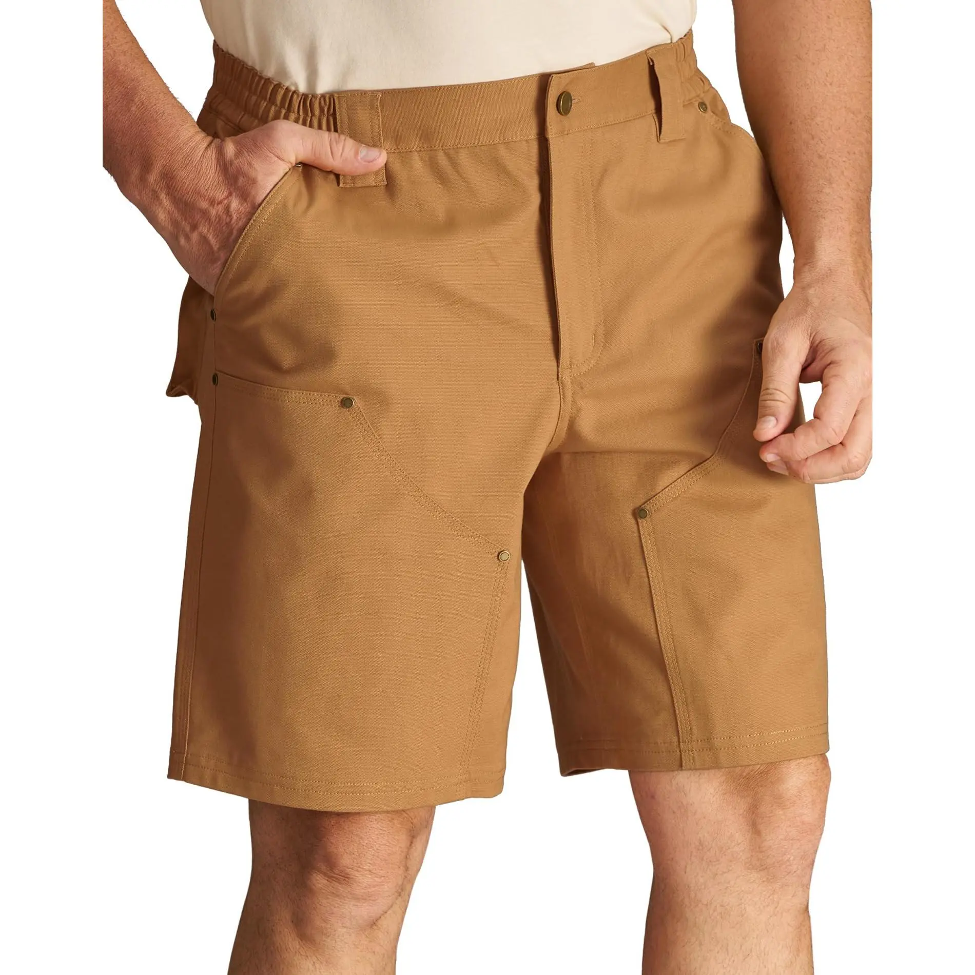 CHRONOLINE Men's Work Utility Shorts Heavyweight Cotton Water-Repellent Canvas Mid-Rise Regular Fit Carpenter Shorts
