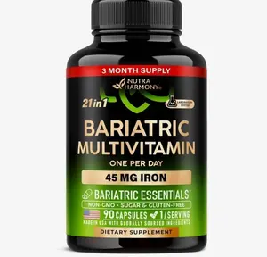 Bariatric Multivitamin - 45 mg Iron Supplements - Made in USA - for Women & Men - All-in-One, 21 Essential Vitamins - Gastric Sleeve Support - Free of Sugar, Gluten & Soy - 90 Capsules, Once Daily