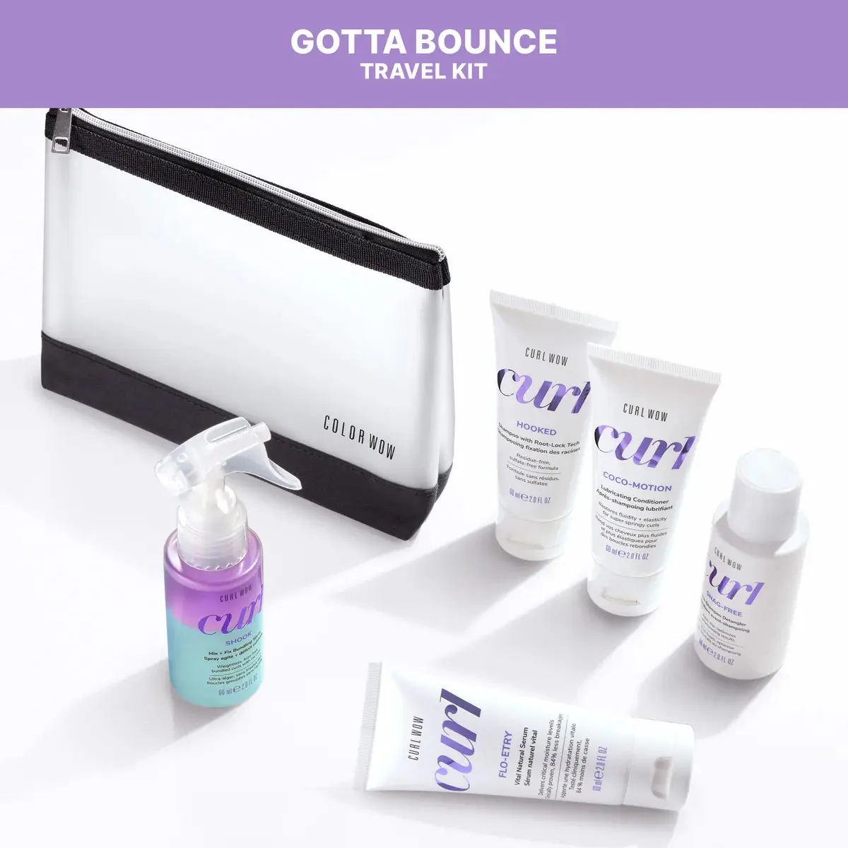 Color Wow Curl Wow Gotta Bounce Curly Hair Travel Kit with FREE Bag