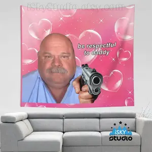 Funny Tapestry Winkle Bertram Be Respectful To Daddy College Art/ Banner Flag/ Metal Sign- Dorm Frat Party Meme Hanging Wall Decor Bedroom Banner Flag, Home Decor Flag