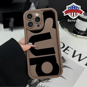 TPU Phone Case for iPhone 15 16 14 Pro Max 13 12 11 XR XS Plus E Creative Letters Pattern Anti-Scratch Shockproof Soft Silicone Protective Cover Smartphone Casing