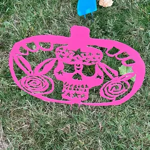 3. Rosie Skull | Hot Pink Sugar-Skull Metal Pumpkin | Made in USA |