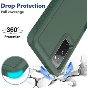 for Galaxy S20 FE 5G Case,[Military Grade Drop Tested] with HD Screen Protector,Dual Layer Protective Heavy Duty Cell Phone Cover Non-Slip Shockproof Case for Samsung Galaxy S20 FE (Dark Green)