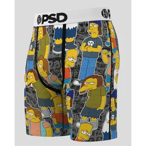 PSD Mens Simpsons - Springfield Mob Boxer Brief - Standard Length 7 Inch Inseam, Soft and Breathable Poly Blend Fabric