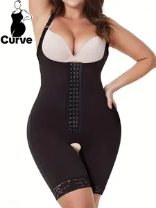 Plus Size Mesh Breathable Body Shaper Jumpsuit, Waist Cinching Chest Support Hip Lifting, Hollow Out Butt Enhancer, Casual All Seasons