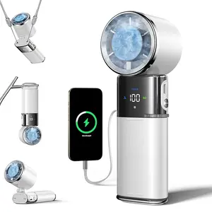 Foldable & Hanging 100-Speed 11000RPM High-Speed Multifunctional Fan With Extension Cable, 6000mAh Large Capacity Battery Charge Phones/Handheld Devices Anywhere, Perfect Travel/School/Family Gift for Him/Her/Best Friends