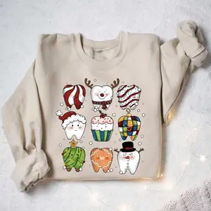 Christmas Teeth Sweatshirt, Funny Dental Graphic Sweater, Dentist Holiday Pullover, Dental Hygienist Crewneck, Christmas Gift for Tooth Lover