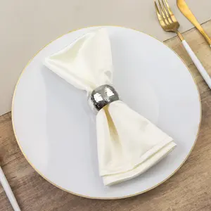 5 Pack Scuba Cloth Napkins – 17"x17" Shimmer Pearl White, Wrinkle-Free & Stain-Resistant Reusable Table Napkins