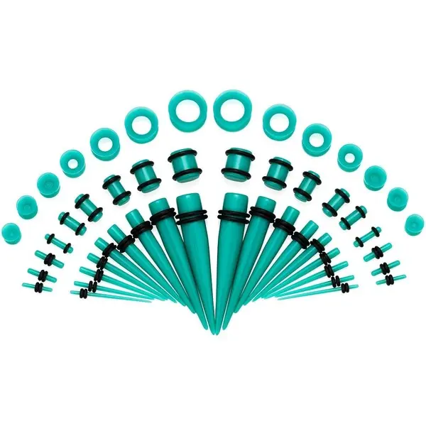 JDXN Ear Stretching Kit 14G to 00G - 50 Pieces Acrylic Tapers Silicone Tunnels Plugs Gauges Expander Set for Ear Piercing Jewelry Men Women