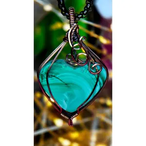 Heart of Transformation – Hand-Wrapped Malachite & Copper Pendant