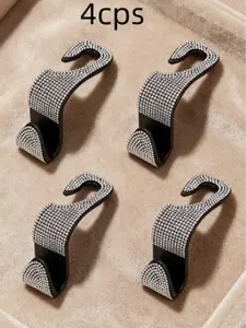 4 Pcs Bling Artificial Diamond Car Hooks, Hidden Seat Back Storage Hangers, Universal Auto Organizer, Durable Sparkling Design, Girly Boujee Car Accessories for Girls, Space-Saving Vehicle Interior Decor, Girly Car Accessories,summervibes