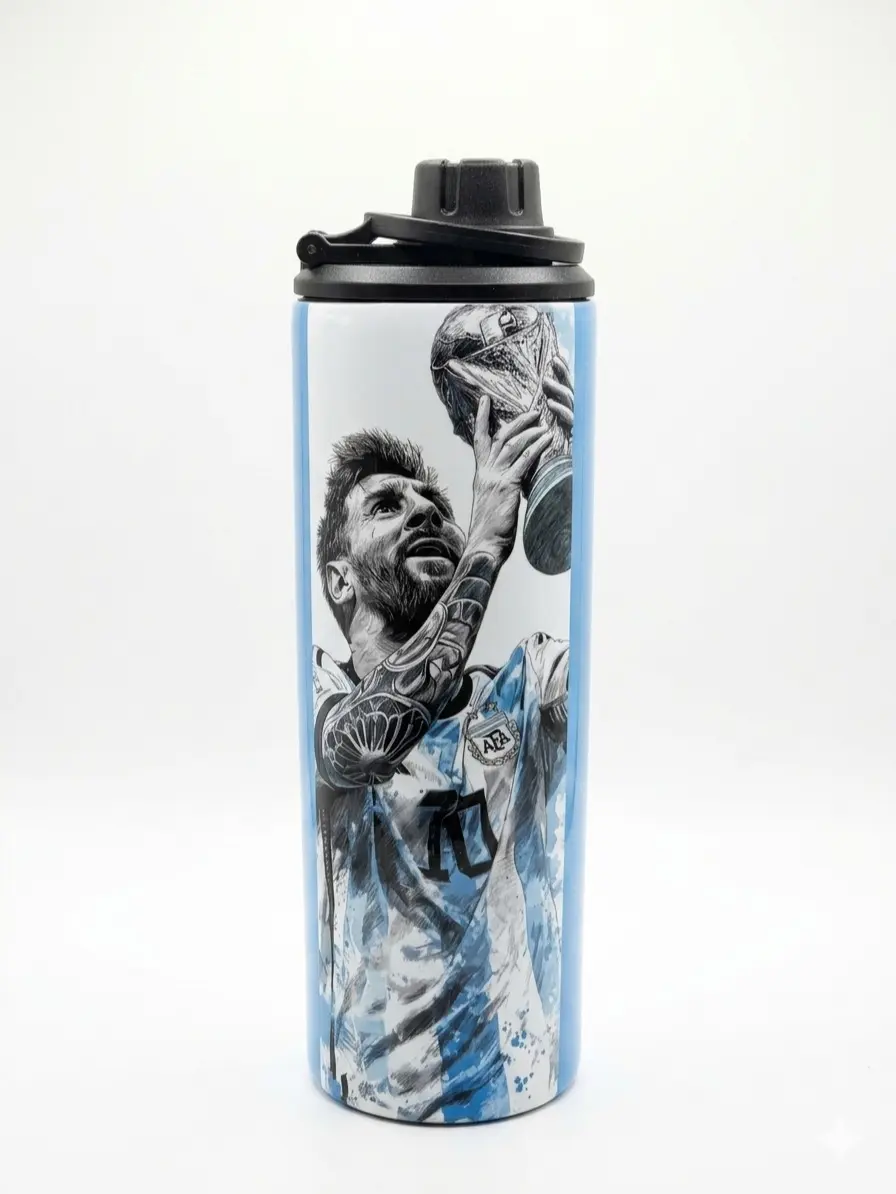 Termo Personalizado 20oz Estilo Fútbol Argentina  | Nombre + Número Stainless Steel Insulated Stainless Steel Thermos