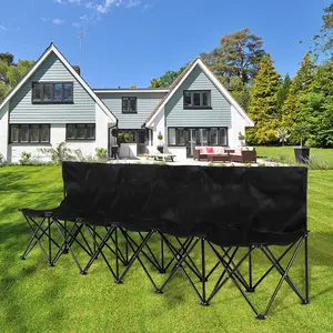 Costoffs 6-Seat Portable Folding Bench for Sports Camping Events with High Back and Side Pocket